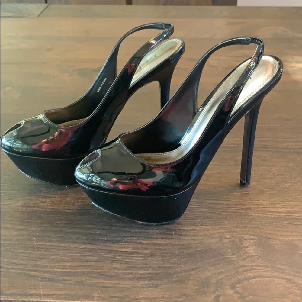 Bebe Black Patton Leather Heels